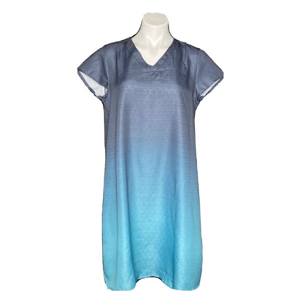 Miss Look Ombre’ Blue Dress  Knee Length Short Sleeve Large‎ - Picture 3 of 12